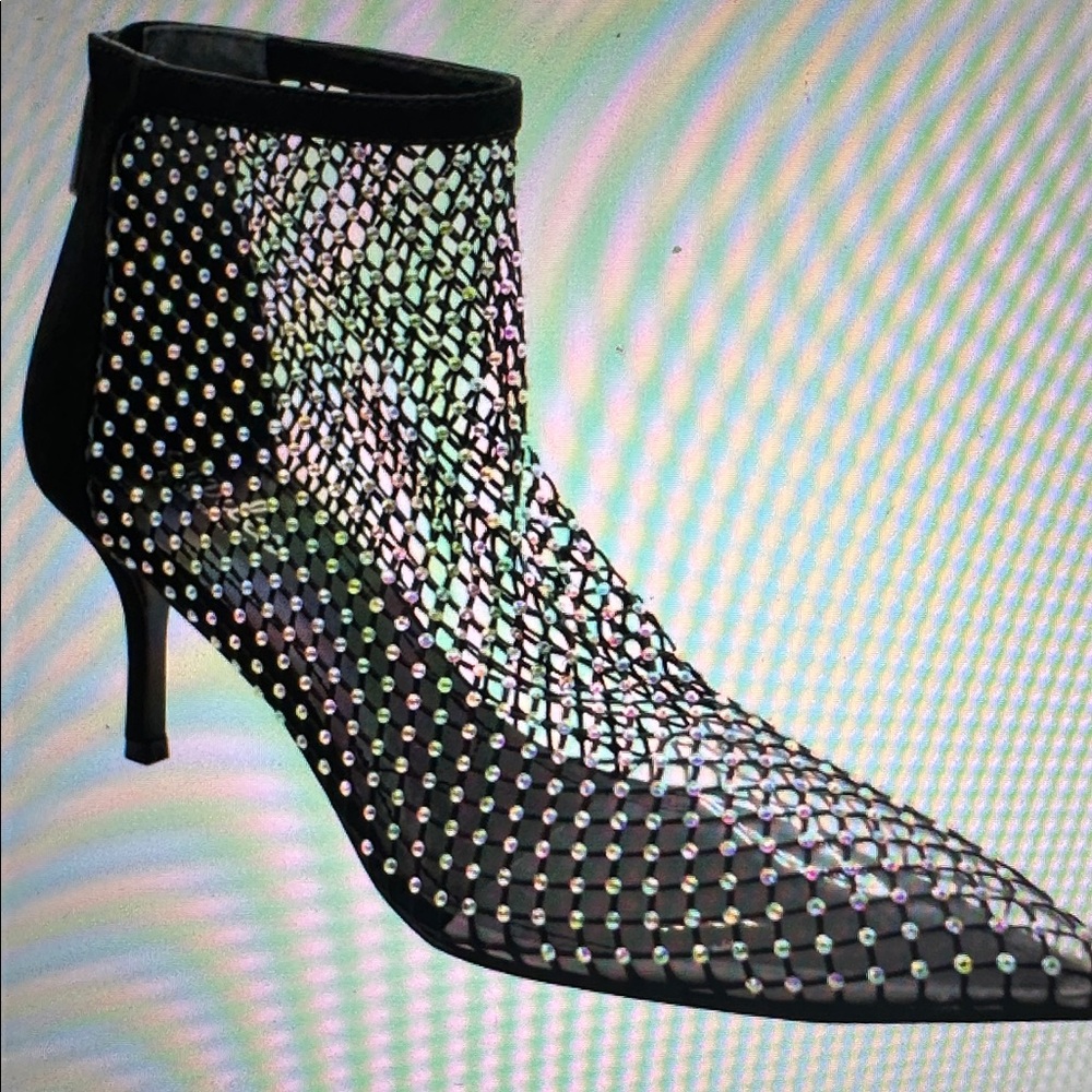New! Charles By Charles David Black Mesh rhinestone booties. Sz 8.
